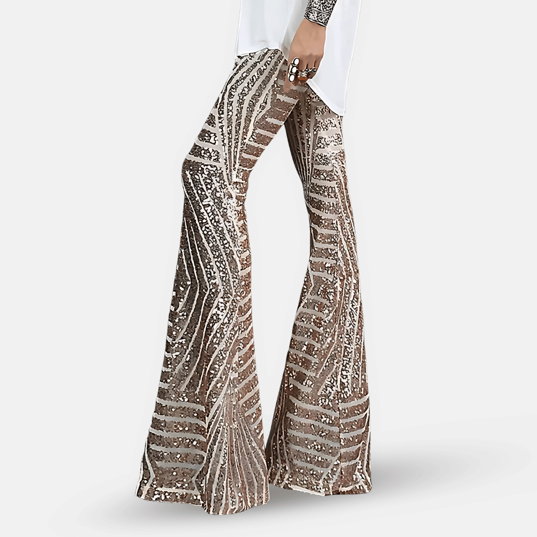 Olvoria | Women's Sequin Flare Pants