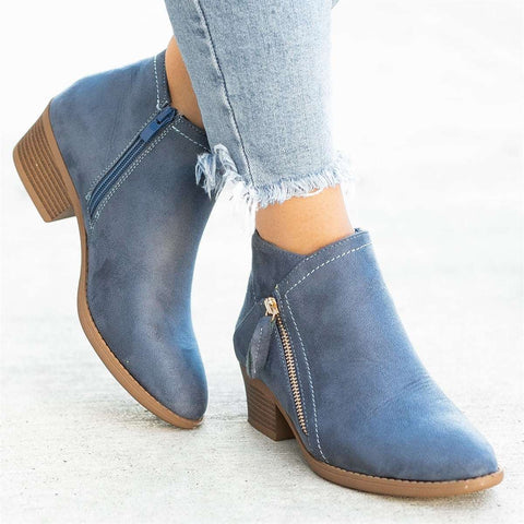 Olvoria | Women's Side Zipper Ankle Boots