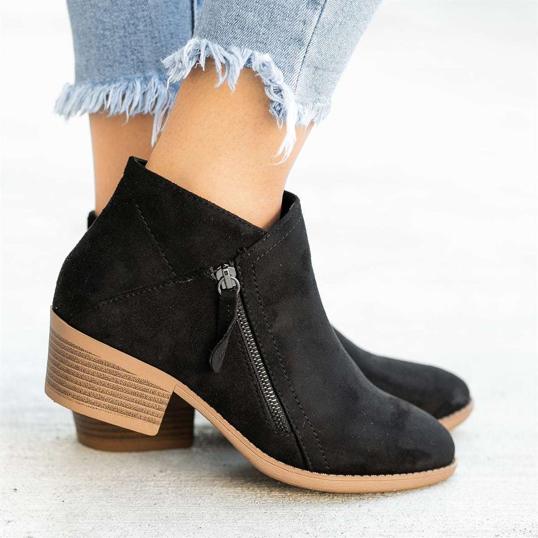 Olvoria | Women's Side Zipper Ankle Boots