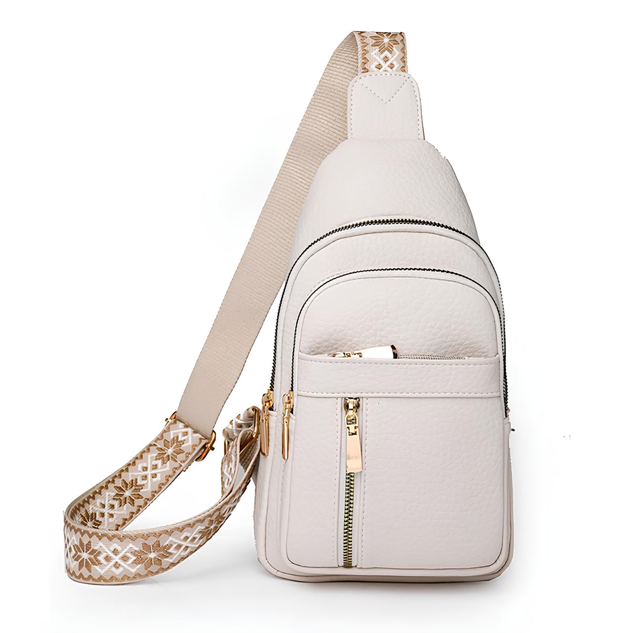 Olvoria | Women's Sling Backpack with Patterned Strap