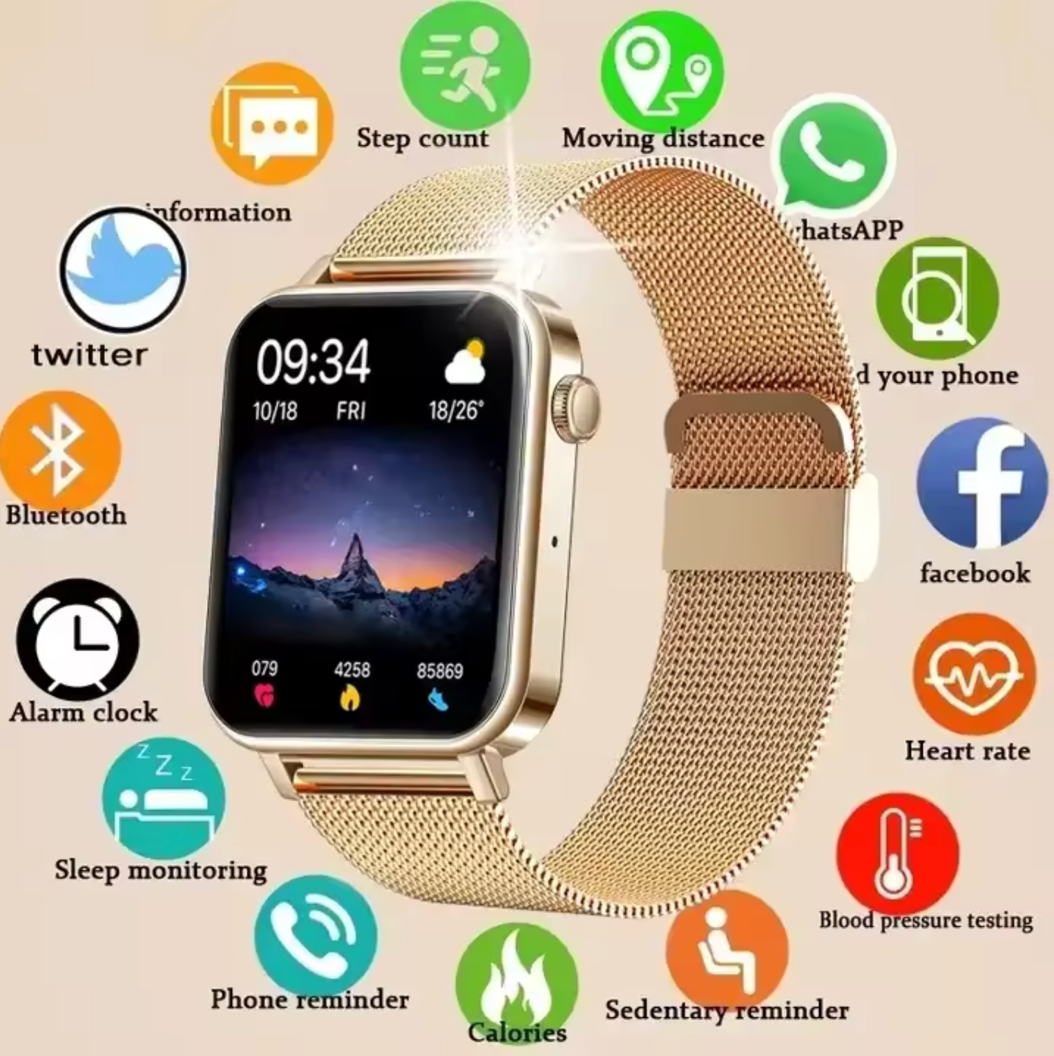 Olvoria | Women's Smartwatch with Mesh Band