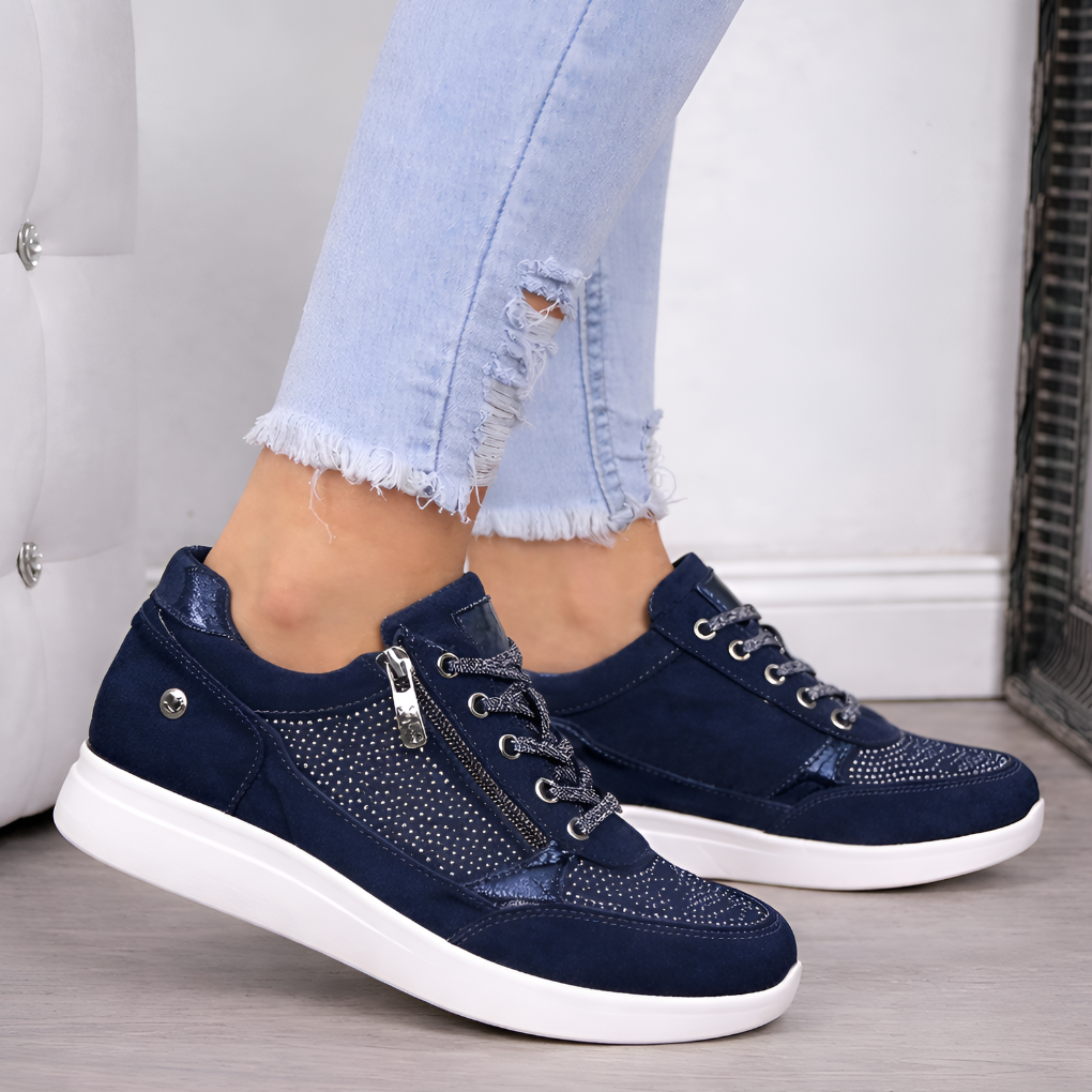 Olvoria | Women's Sneakers with Side Zip and Stud Embellishment