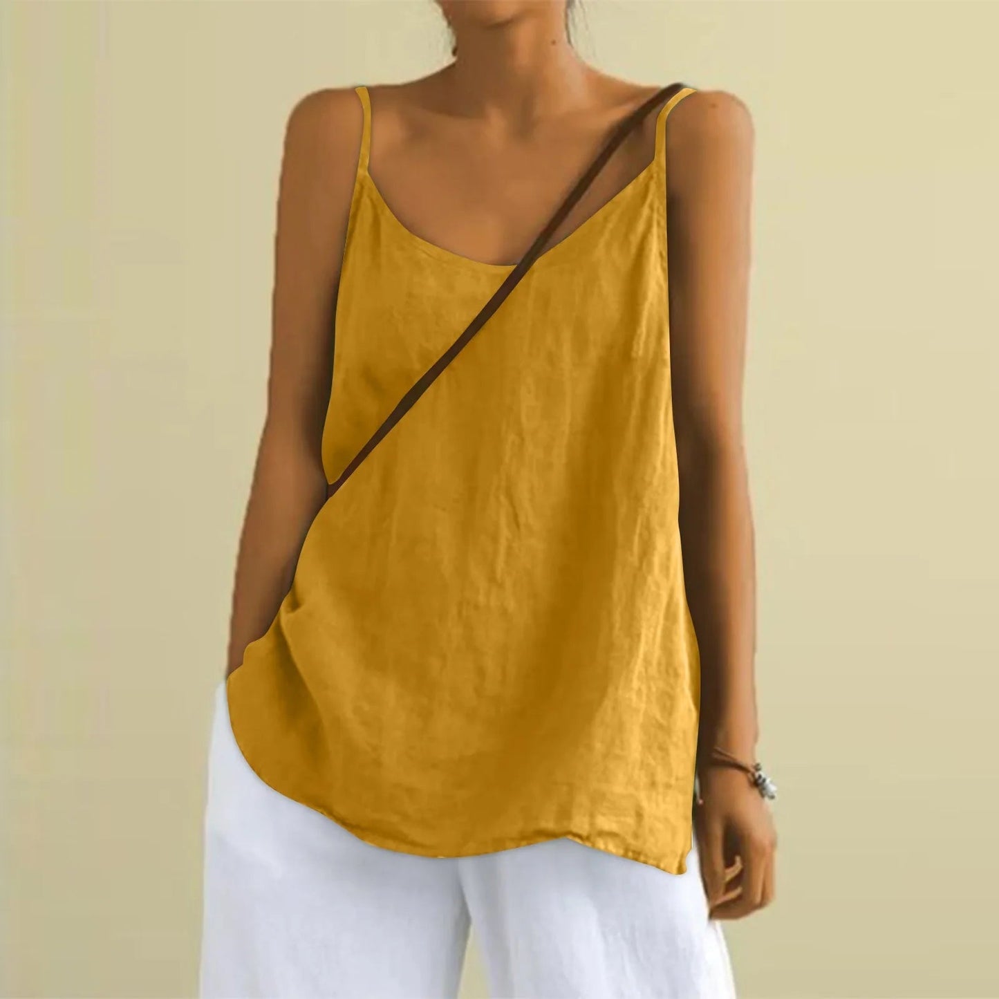Olvoria | Women's Spaghetti Strap V-Neck Cami Tank Top