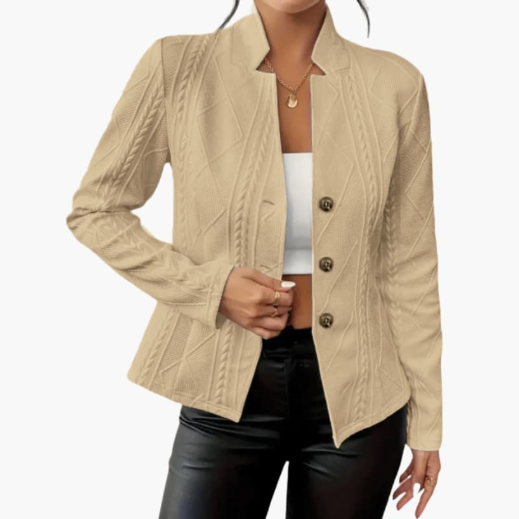 Olvoria | Women's Textured Blazer with Button Closure