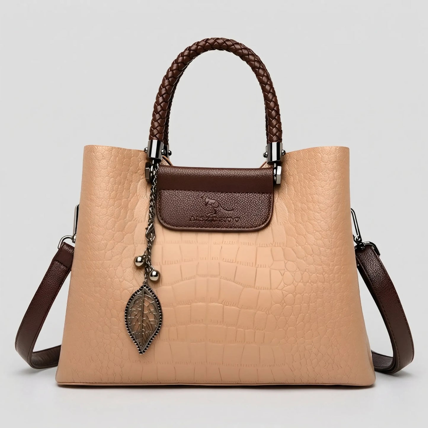 Olvoria | Women's Tote Bag Croc Embossed Handbag Braided Handle