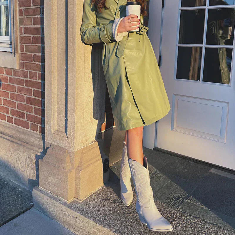 Olvoria | Women's Western Cowboy Boots with Metallic Finish
