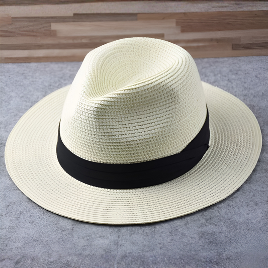 Olvoria | Women's Wide Brim Fedora Hat with Black Band