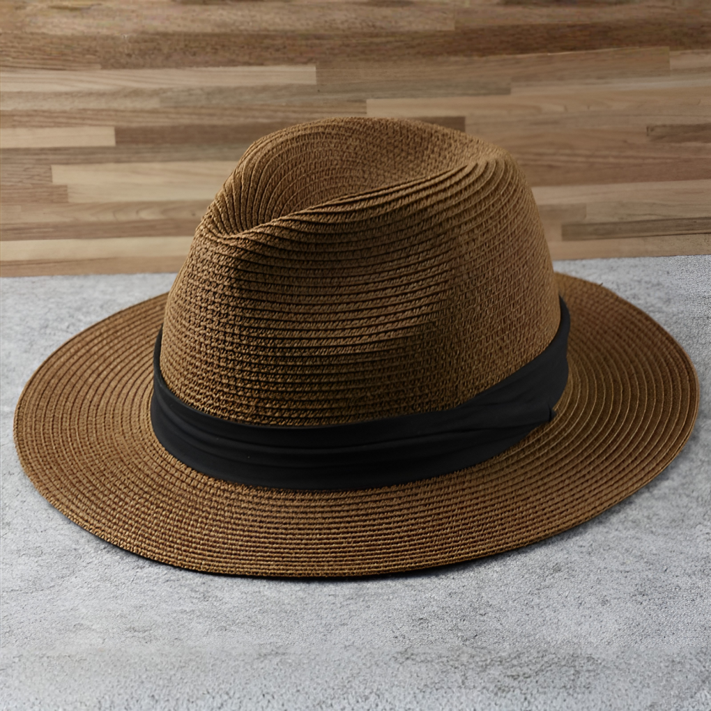Olvoria | Women's Wide Brim Fedora Hat with Black Band