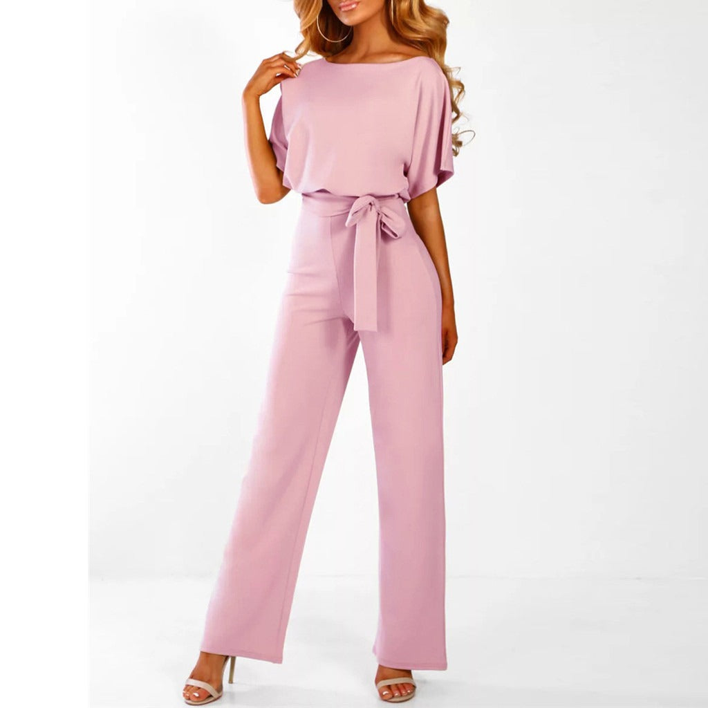 Olvoria | Women's Wide-Leg Jumpsuit with Tie Waist