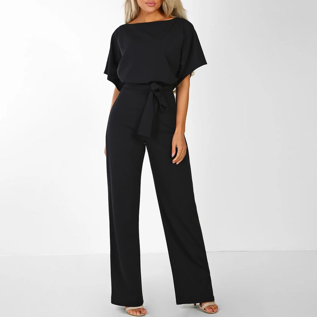 Olvoria | Women's Wide-Leg Jumpsuit with Tie Waist