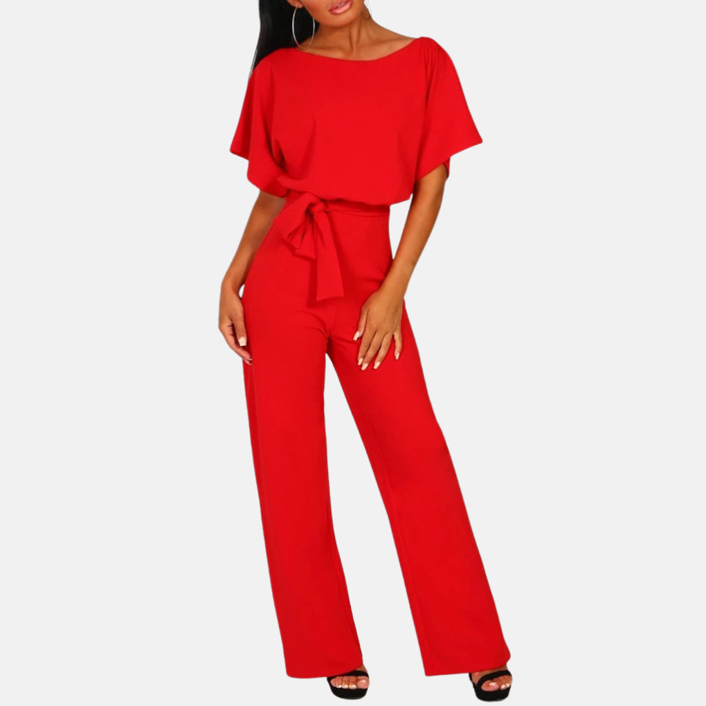 Olvoria | Women's Wide-Leg Jumpsuit with Tie Waist
