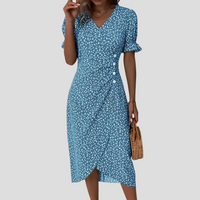 Olvoria | Vestido midi cruzado para mujer con estampado floral