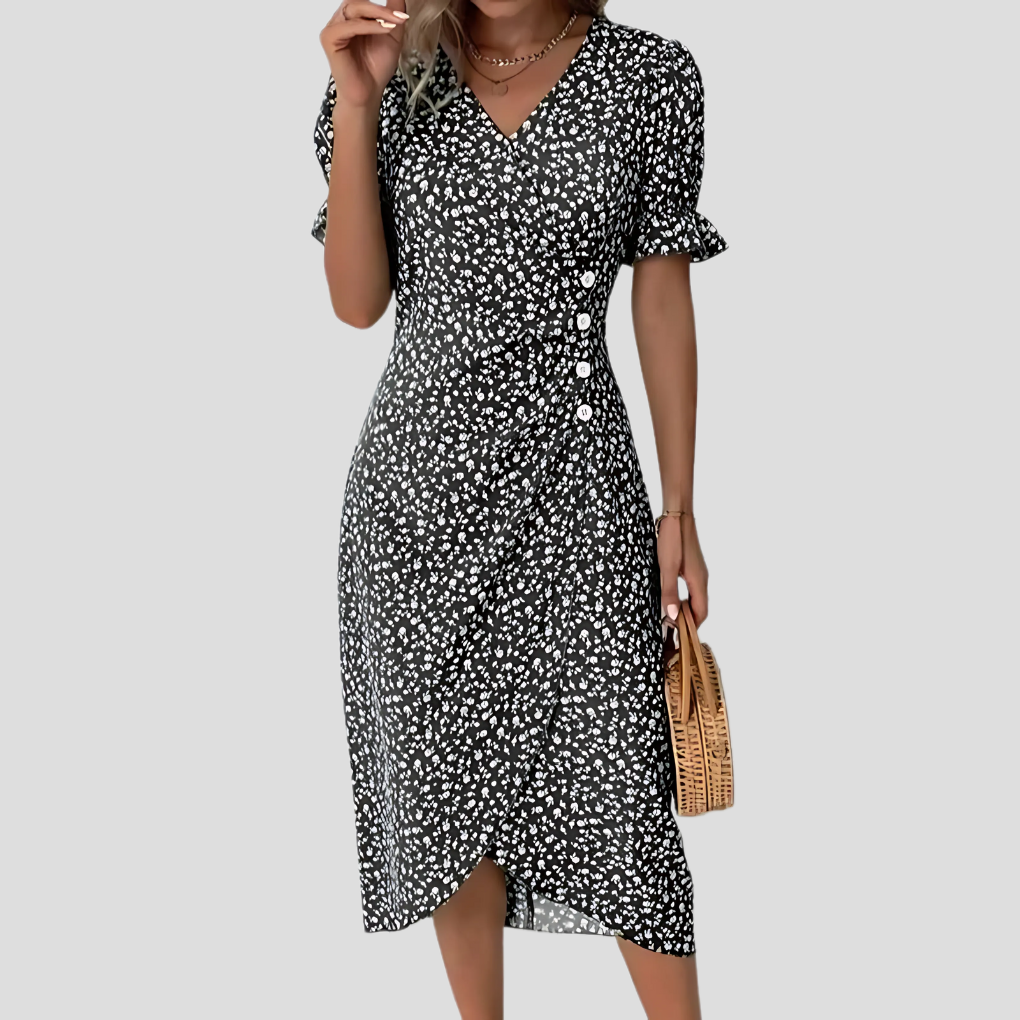 Olvoria | Women's Wrap Midi Dress with Floral Print