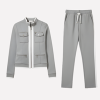 Olvoria | Ensemble survêtement veste zippée et pantalon avec bande contrastée pour femme