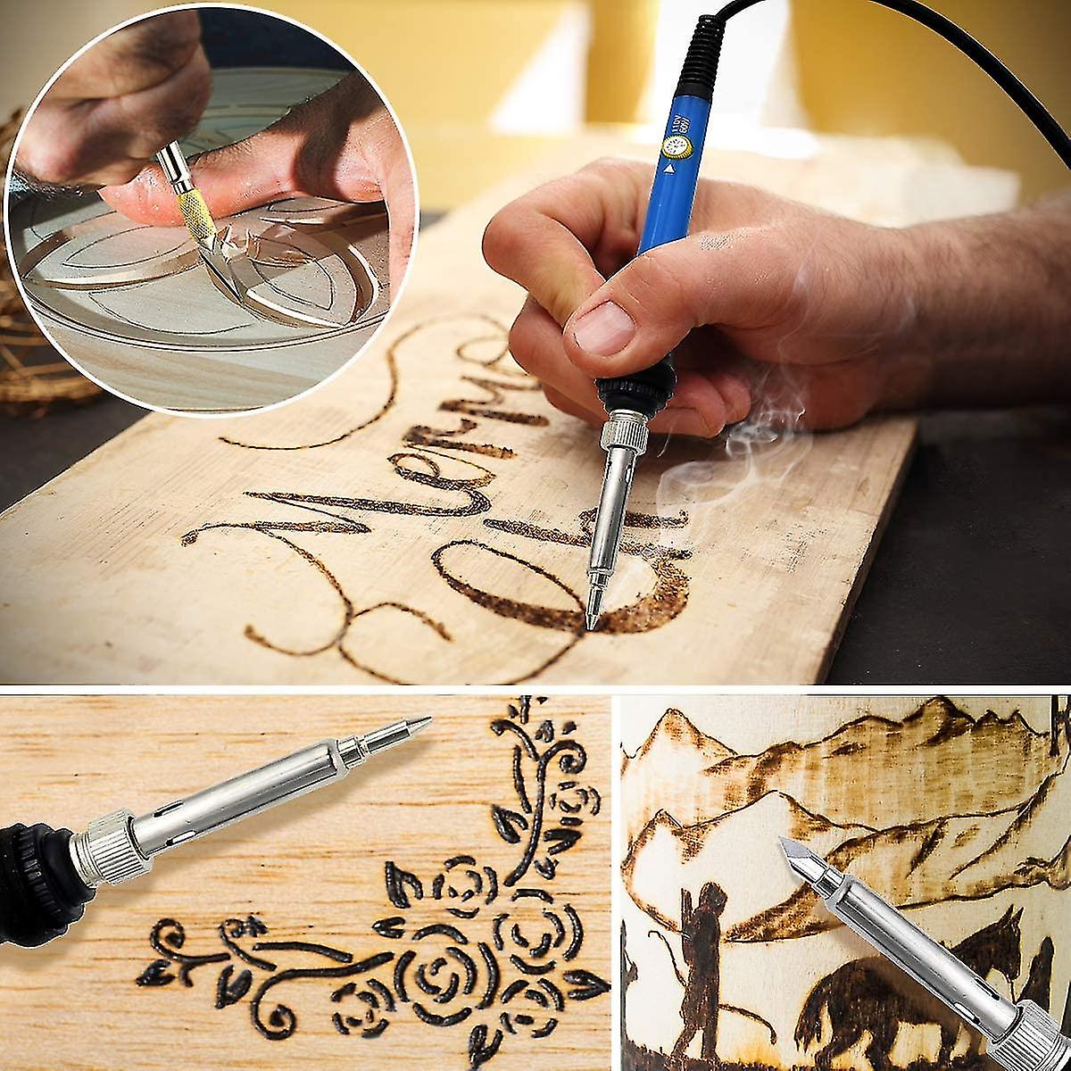 Olvoria | Wood Burning Kit | Adjustable Temperature & 28 Tips | Creative Hobby