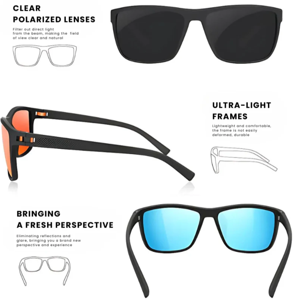 Olvoria | ZichtZeker 3-Piece Set Polarized Sunglasses – UV400 Protection & Comfort