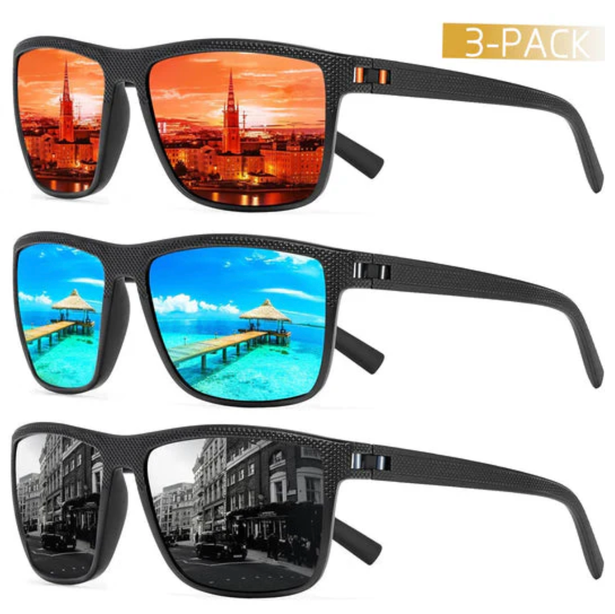 Olvoria | ZichtZeker 3-Piece Set Polarized Sunglasses – UV400 Protection & Comfort