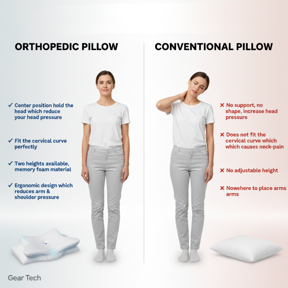Oreiller anti-ronflement avec soutien ergonomique du cou et de la tête