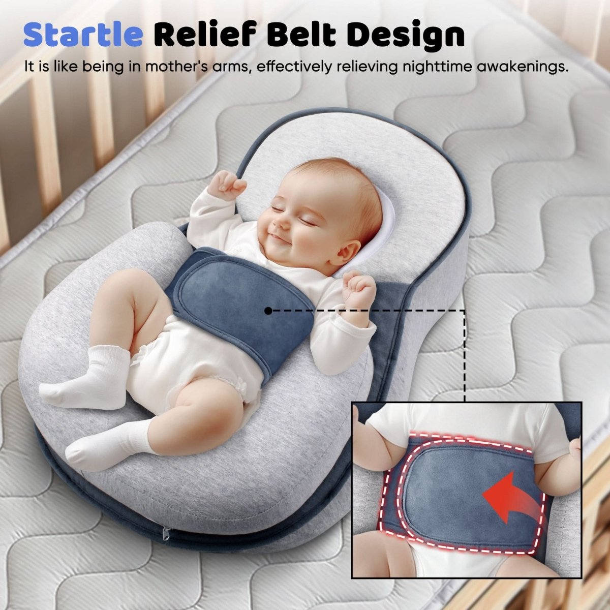 Oreiller orthopédique pour nourrissons – oreiller de positionnement ergonomique, 100% coton, soutien pour un développement sain
