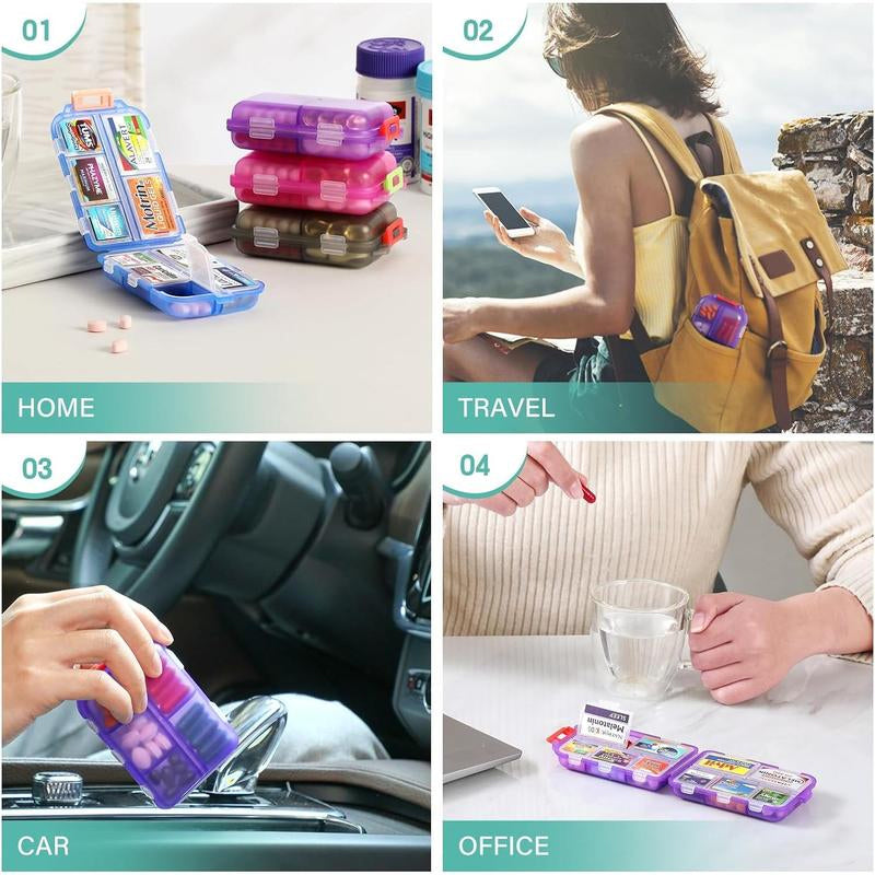 Organiseur de médicaments portable compact de voyage avec 161 étiquettes
