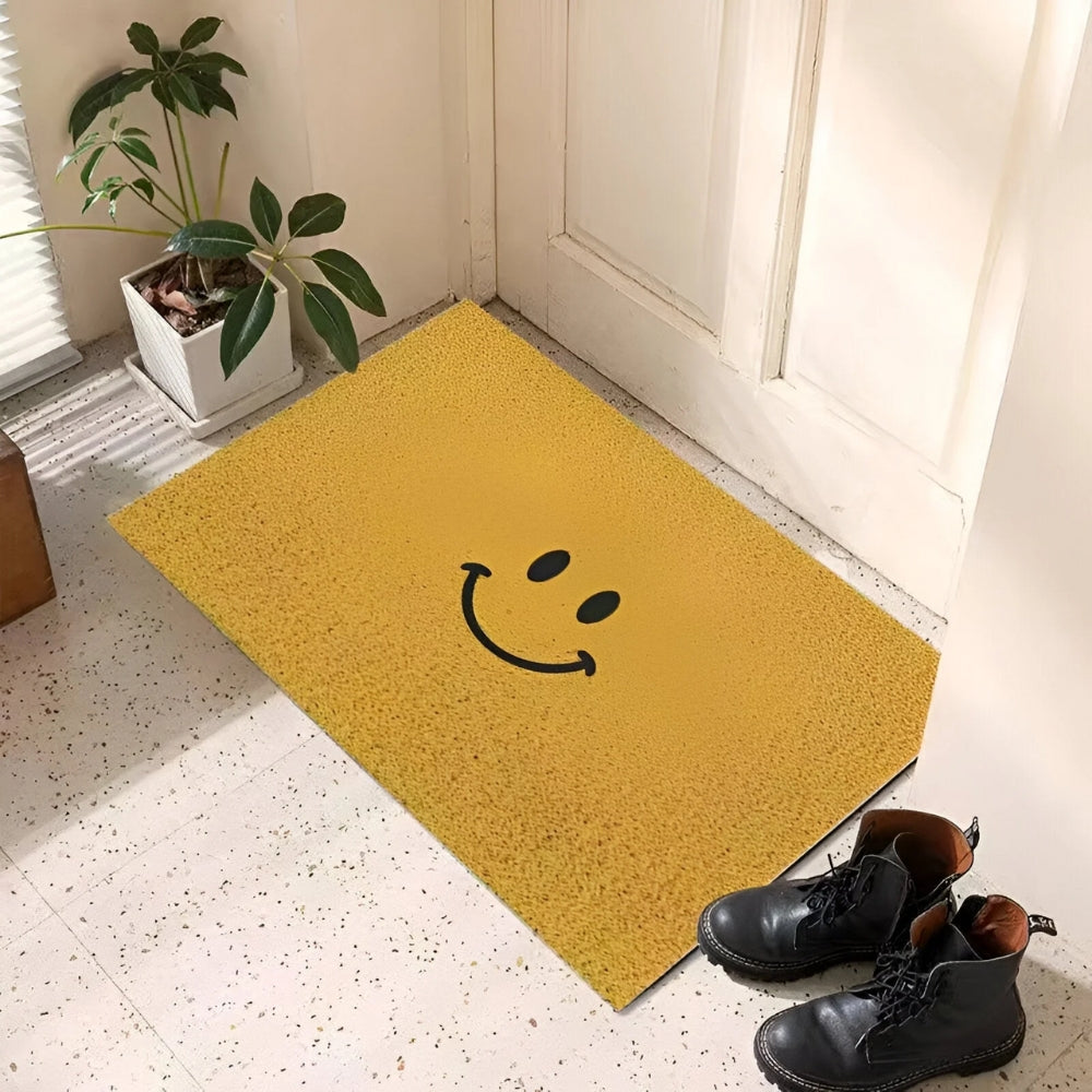 Paillasson motif smiley - Tapis d'entrée antidérapant - Tapis ludique d'intérieur et d'extérieur