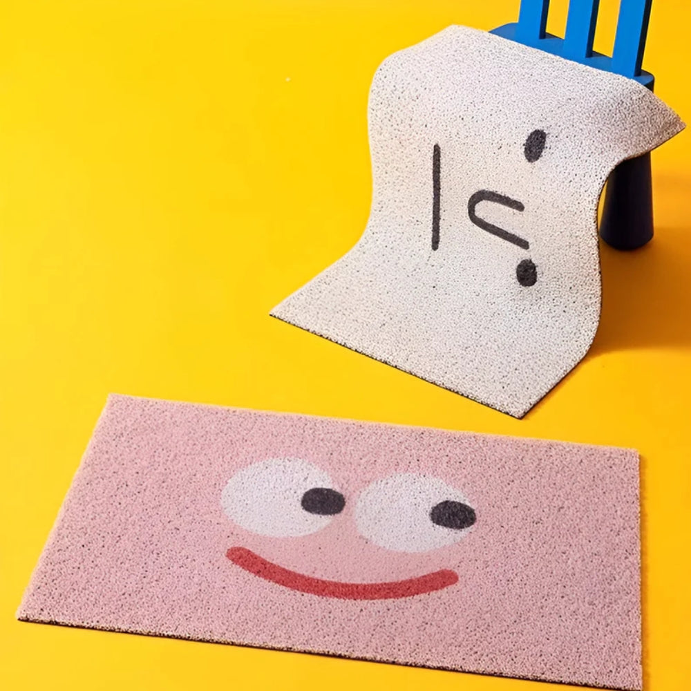 Paillasson motif smiley - Tapis d'entrée antidérapant - Tapis ludique d'intérieur et d'extérieur