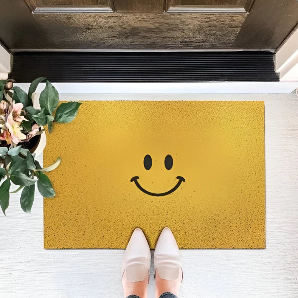 Paillasson smiley – Tapis d'entrée antidérapant – Tapis ludique d'intérieur et d'extérieur