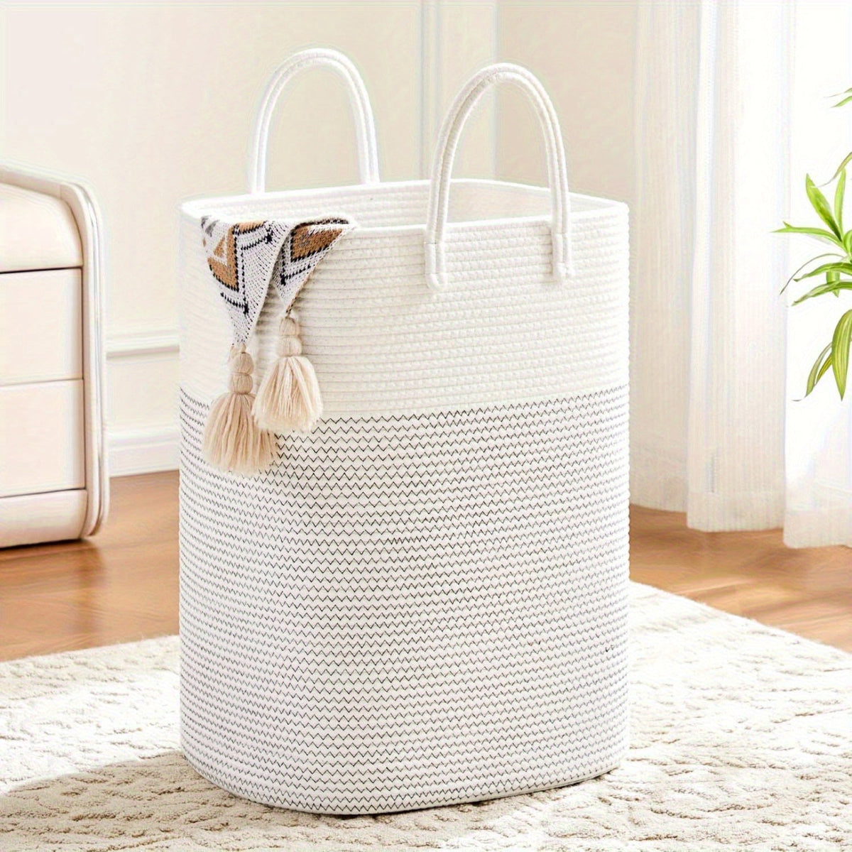Panier à linge tressé extra large – beaucoup d'espace pour toutes vos affaires, résistant et pratique