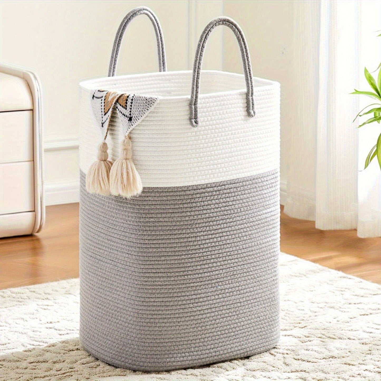 Panier à linge tressé extra large – beaucoup d'espace pour toutes vos affaires, résistant et pratique
