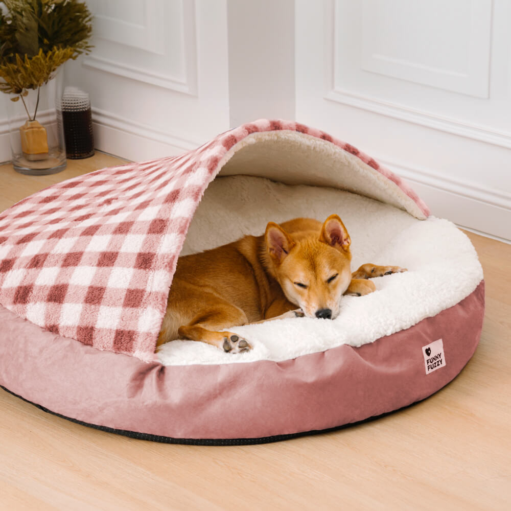 Panier pour chien de luxe en peluche avec auvent - confortable et robuste