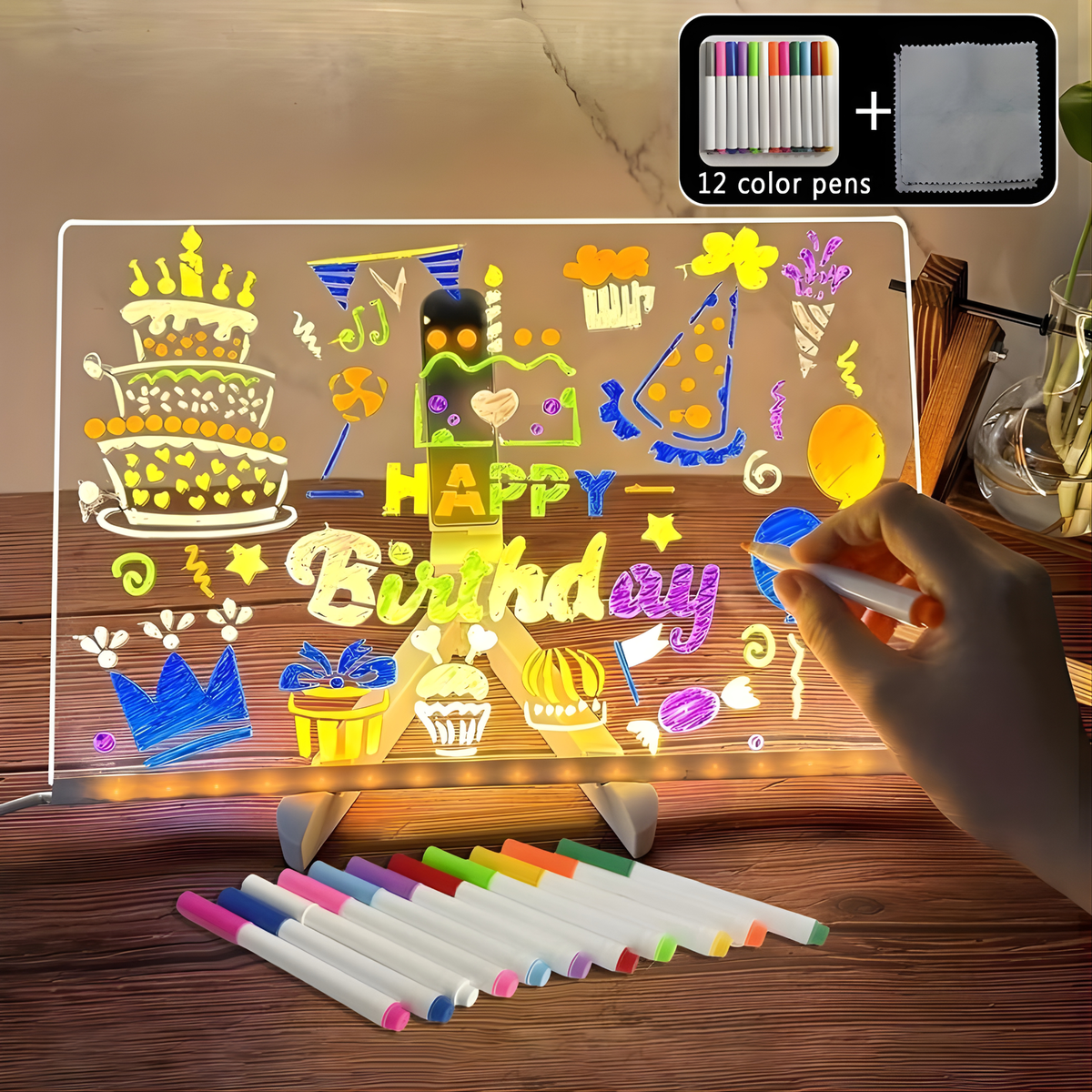 Panneau lumineux LED 7 couleurs néon – Tableau acrylique alimenté par USB pour dessin créatif et décoration