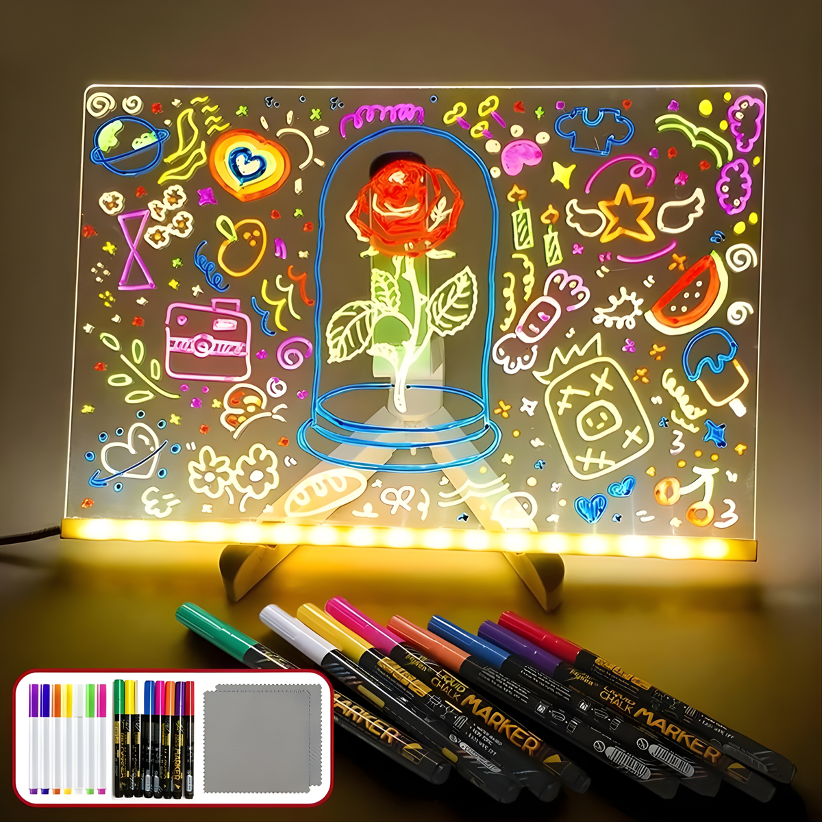 Panneau lumineux LED 7 couleurs néon – Tableau acrylique alimenté par USB pour dessin créatif et décoration