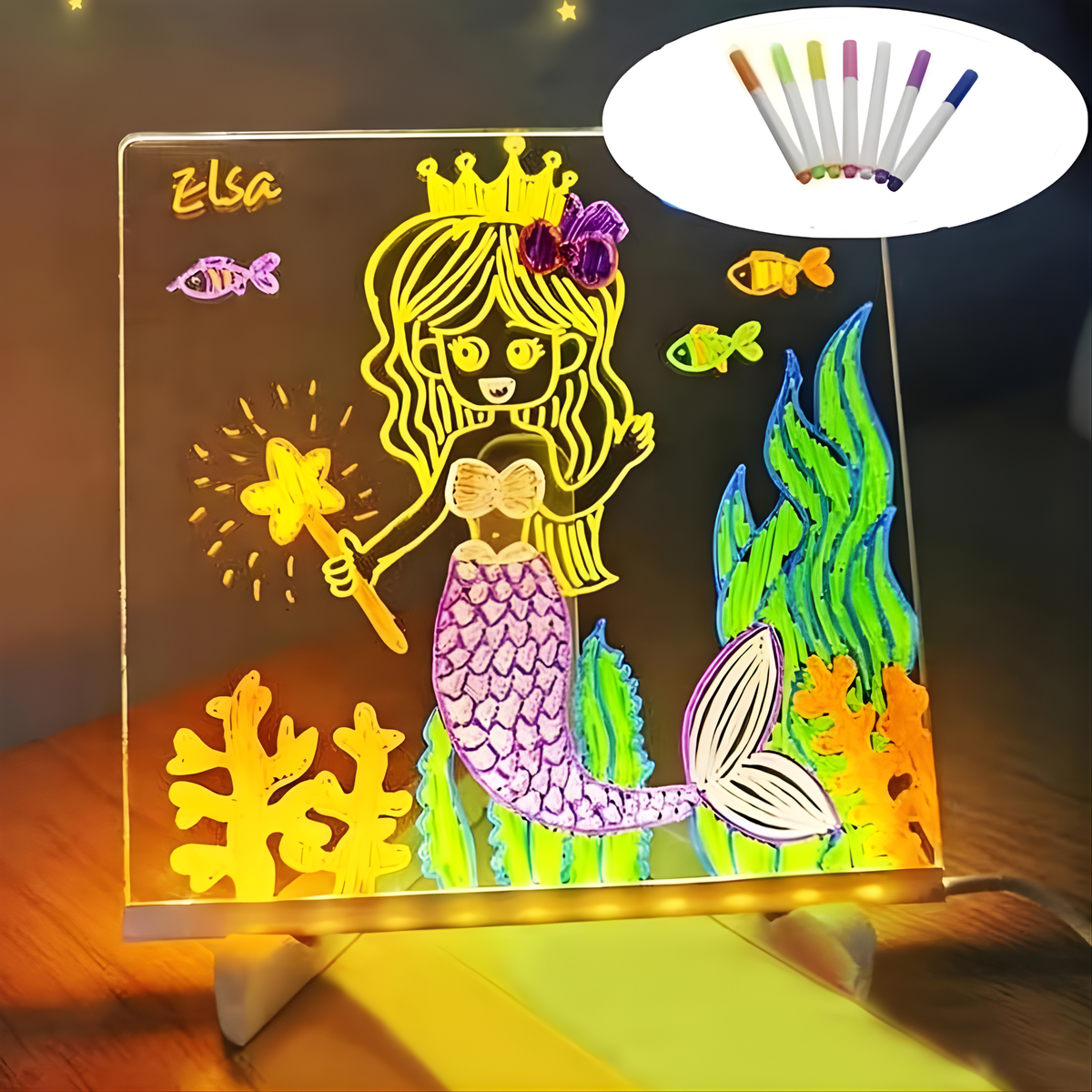 Panneau lumineux LED 7 couleurs néon – Tableau acrylique alimenté par USB pour dessin créatif et décoration