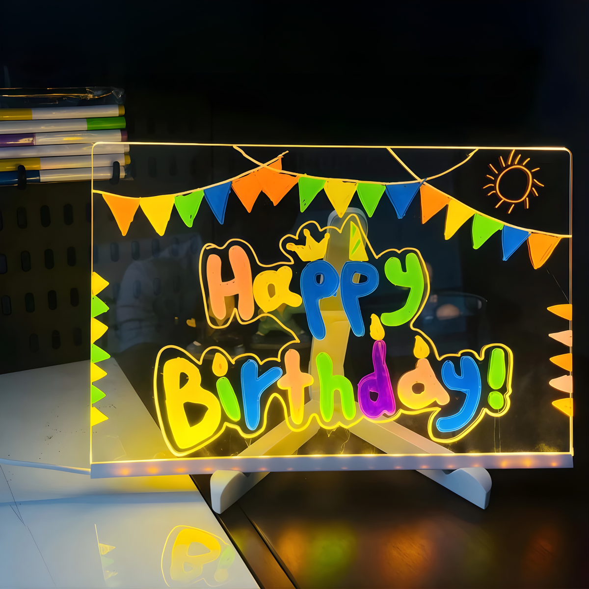 Panneau lumineux LED 7 couleurs néon – Tableau acrylique alimenté par USB pour dessin créatif et décoration