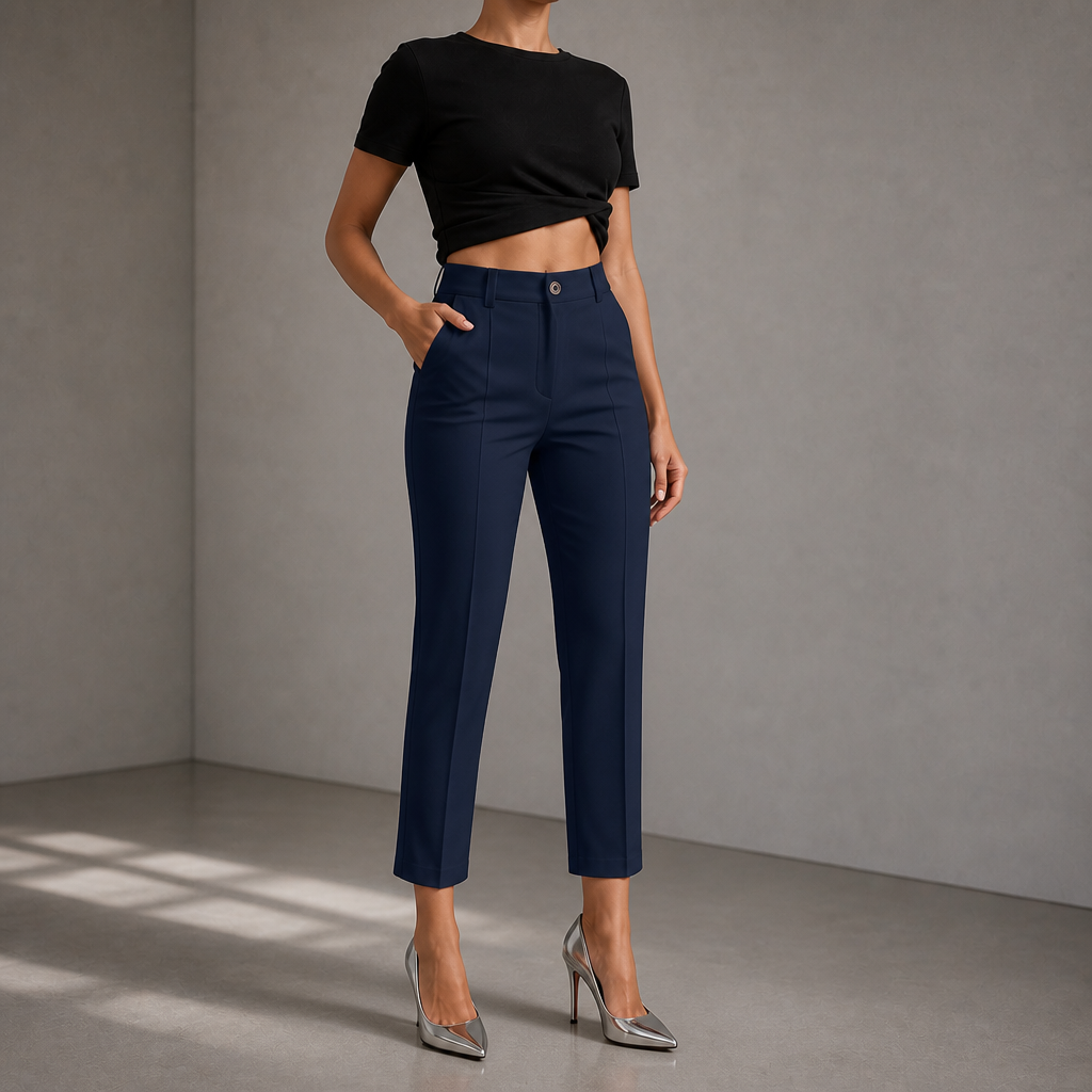 Pantalon 7/8 droit taille haute