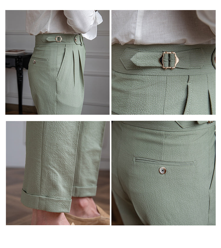 Pantalon à pinces élégant coupe carotte et taille haute pour homme