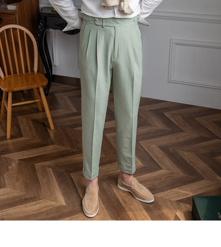Pantalon à pinces élégant coupe carotte et taille haute pour homme