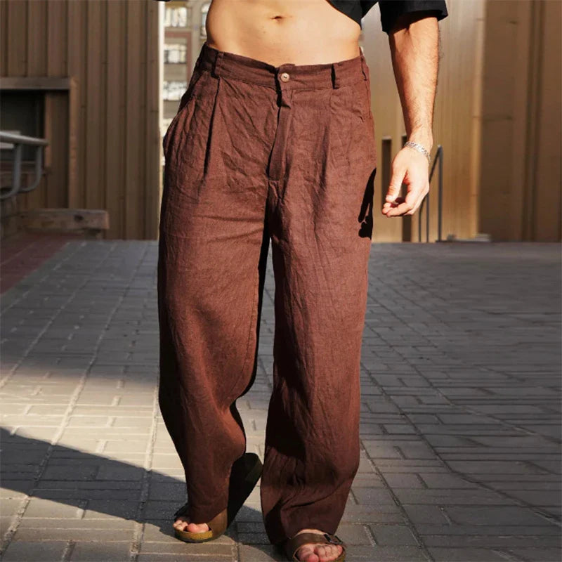 Pantalon à pinces et jambes larges pour homme