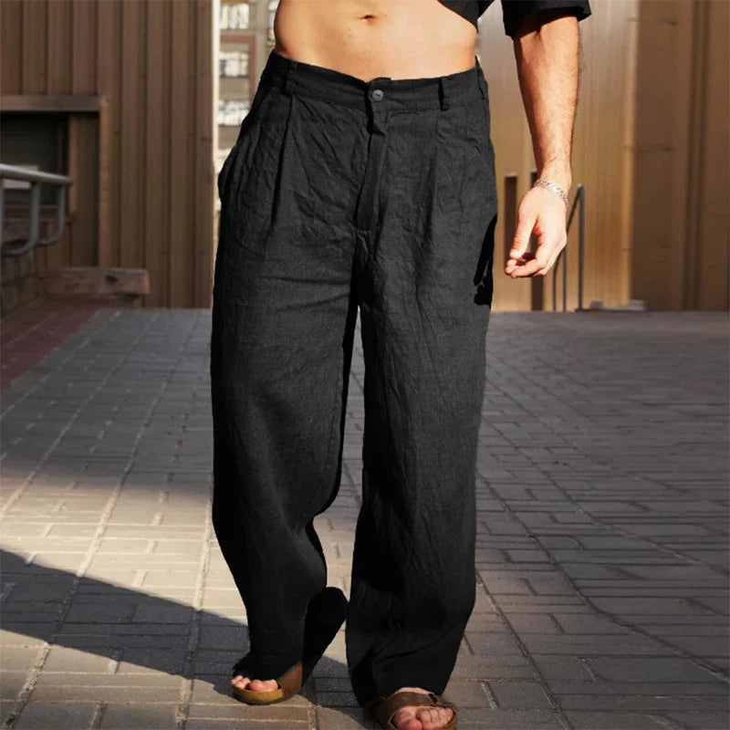 Pantalon à pinces et jambes larges pour homme