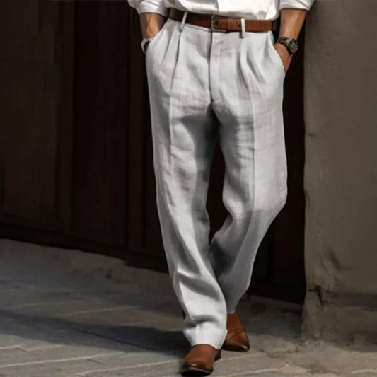 Pantalon à pinces taille haute pour homme, coupe décontractée et jambes larges