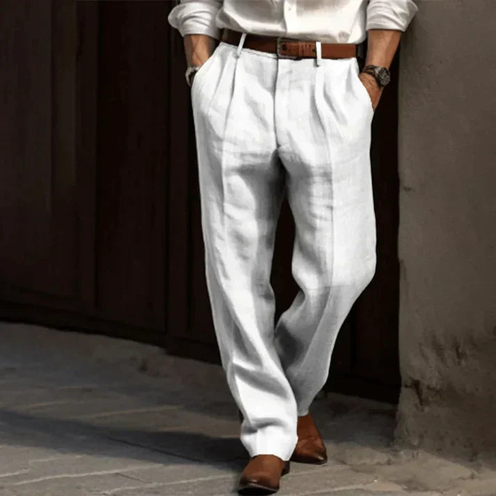 Pantalon à pinces taille haute pour homme, coupe décontractée et jambes larges