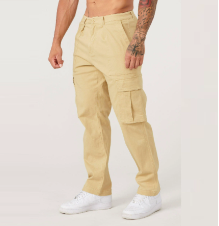 Pantalon cargo décontracté à coupe droite pour homme