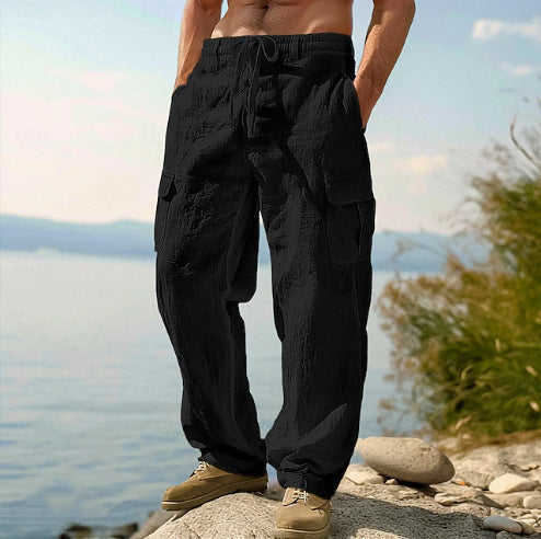 Pantalon cargo décontracté avec taille ajustable et poches latérales pratiques