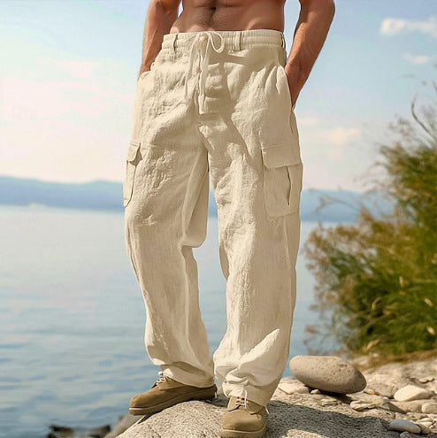 Pantalon cargo décontracté avec taille ajustable et poches latérales pratiques