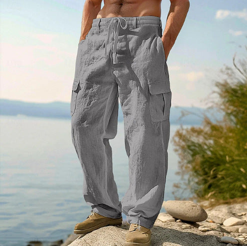 Pantalon cargo décontracté avec taille ajustable et poches latérales pratiques