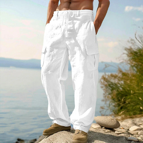 Pantalon cargo décontracté avec taille ajustable et poches latérales pratiques