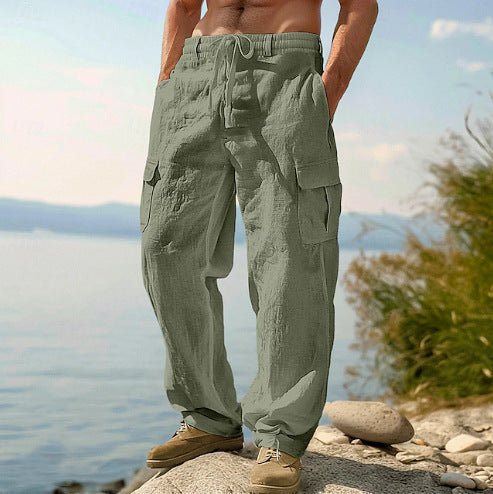 Pantalon cargo décontracté avec taille ajustable et poches latérales pratiques