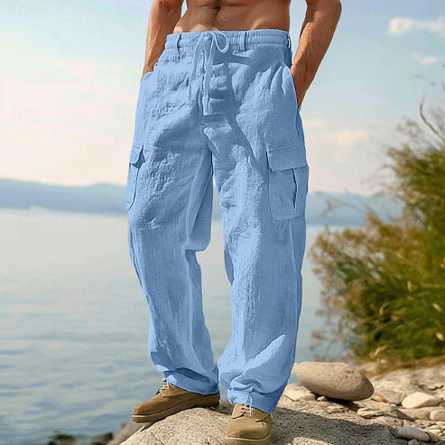 Pantalon cargo décontracté avec taille ajustable et poches latérales pratiques
