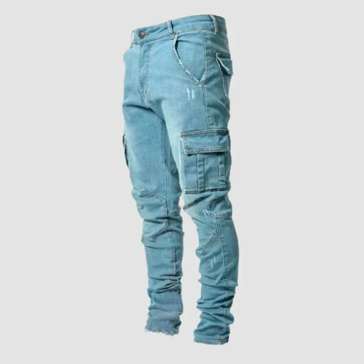 Pantalon cargo en jean coupe slim pour homme