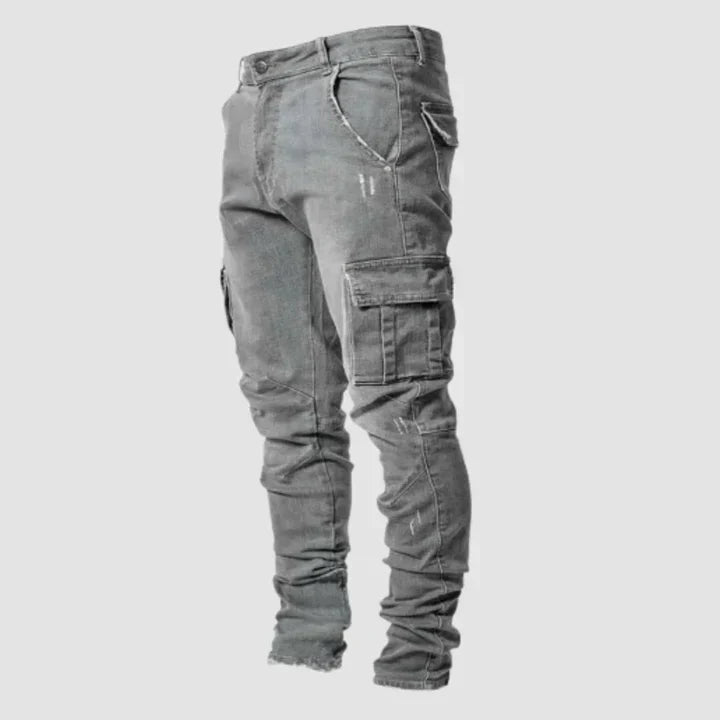 Pantalon cargo en jean coupe slim pour homme